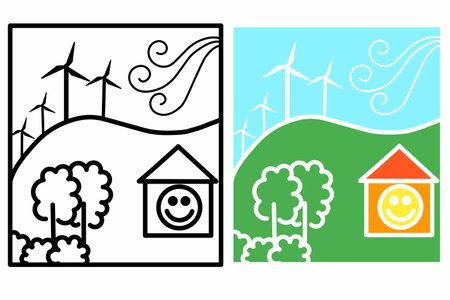 Banner flat design elements for sustainable energy development, Environmental and Ecology concept, Vector illustration.のイラスト素材