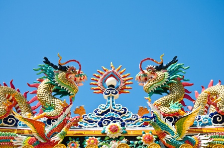 dragon style chinese on blue sky , lopburi , Thailand ,