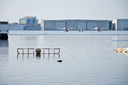 BANGKOK THAILAND  NOVEMBER 13: north of Bangkok areas full of flood water higher levels than expected,Donmuang Airport affected by flood on November 13, 2011  in Bangkok, Thailand.のeditorial素材