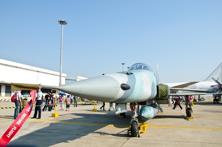 BANGKOK - JANUARY 14 : F-5E on display at Don Muang Airshow, January 14, 2012, Don Muang Airport,...
