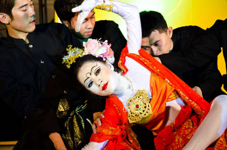 LOPBURI, THAILAND - FEBRUARY 18 : The unidentified dancers perform at the Classical Thai Dance with Orchestra play on The age of King Narai the Great Fair, on February 18, 2012 in Lopburi, Thailand.のeditorial素材