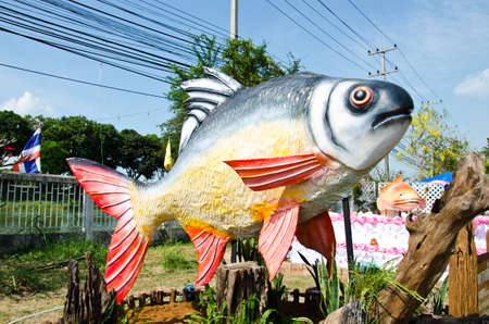 Statue of  Red tailed or Tinfoil Barb , Scientific name Barbonymus altus の写真素材