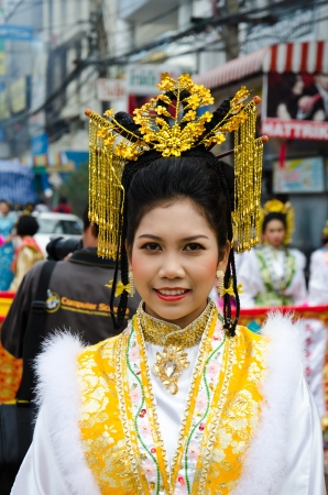 SING BURI - AUGUST 20: Monks parade during the Festival Tradition of the Thai Chinese on Auguet 20, 2012 in Sing Buri, Thailand.のeditorial素材