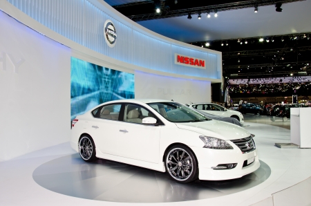 NONTHABURI - NOVEMBER 28: Nissan Sylphy car on display at The 29th Thailand International Motor Expo  on November 28, 2012 in Nonthaburi, Thailand.のeditorial素材