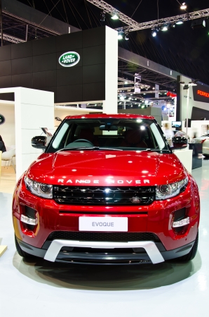 BANGKOK - MARCH 26 : The Range Rover EVOQUE car on display at The 34th Bangkok International Motor Show 2013 on March 26, 2013 in Bangkok, Thailand.のeditorial素材