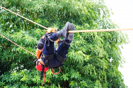 SINGBURI - JUNE 13 : Practicing fire protection plan and chemicals prepare for the officer about the Disaster Management on June 13, 2013 in Singburi, Thailand.のeditorial素材