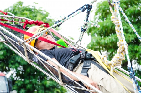 SINGBURI - JUNE 13 : Practicing fire protection plan and chemicals prepare for the officer about the Disaster Management on June 13, 2013 in Singburi, Thailand.のeditorial素材