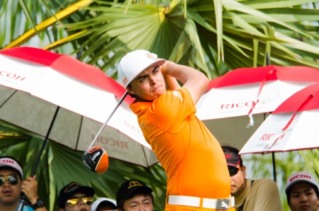 CHONBURI - DECEMBER 15 : Rickie Fowler of USA player in Thailand Golf Championship 2013 at Amata Spring Country Club on December 15, 2013 in Chonburi, Thailand.のeditorial素材