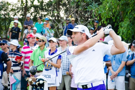 CHONBURI - DECEMBER 15 : Sergio Garcia of Spain is winners in Thailand Golf Championship 2013 at Amata Spring Country Club on December 15, 2013 in Chonburi, Thailand.のeditorial素材