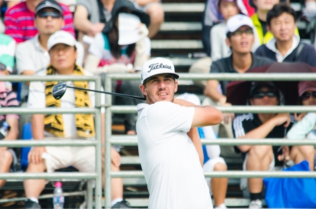 CHONBURI - DECEMBER 15 : Brooks Koepka of USA player in Thailand Golf Championship 2013 at Amata Spring Country Club on December 15, 2013 in Chonburi, Thailand.のeditorial素材