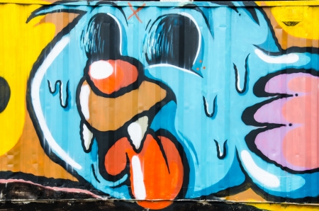 BANGKOK - NOVEMBER 24 : A section of graffiti on containers this landmark is open to public near MRT station November 24, 2013, Bangkok Thailand.のeditorial素材