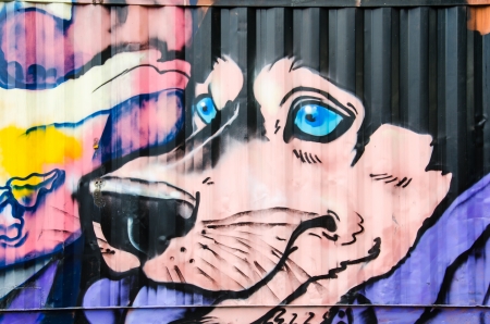 BANGKOK - NOVEMBER 24 : A section of graffiti on containers this landmark is open to public near MRT station November 24, 2013, Bangkok Thailand.のeditorial素材