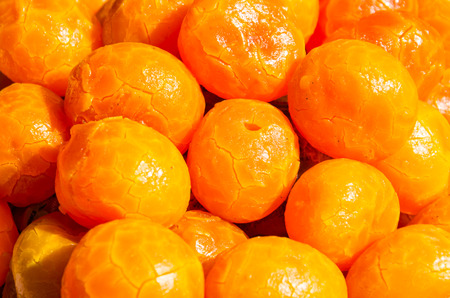 Egg yolk is cooked by boiling の写真素材