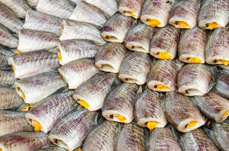 Dried fishes, Trichogaster pectoralis, in market