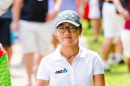 CHONBURI - FEBRUARY 23  Lydia Ko form New Zealand in Honda LPGA Thailand 2013 at Siam Country Club, Pattaya Old Course on February 23, 2014 in Chonburi, Thailand のeditorial素材
