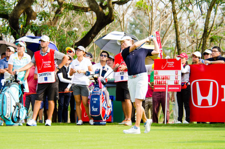CHONBURI - FEBRUARY 23  Catriona Matthew form Scotland in Honda LPGA Thailand 2013 at Siam Country Club, Pattaya Old Course on February 23, 2014 in Chonburi, Thailand のeditorial素材