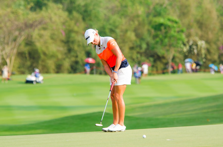 CHONBURI - FEBRUARY 22  Stacy Lewisl golfer from USA in Honda LPGA Thailand 2014 at Siam Country Club, Pattaya Old Course on February 22, 2014 in Chonburi, Thailand のeditorial素材