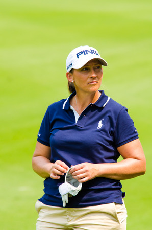 CHONBURI - FEBRUARY 23  Angela Stanford golfer from USA in Honda LPGA Thailand 2014 at Siam Country Club, Pattaya Old Course on February 23, 2014 in Chonburi, Thailand のeditorial素材