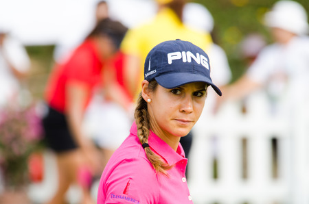 CHONBURI - FEBRUARY 23: Azahara Munoz golfer from Spain in Honda LPGA Thailand 2014 at Siam Country Club, Pattaya Old Course on February 23, 2014 in Chonburi, Thailand.のeditorial素材