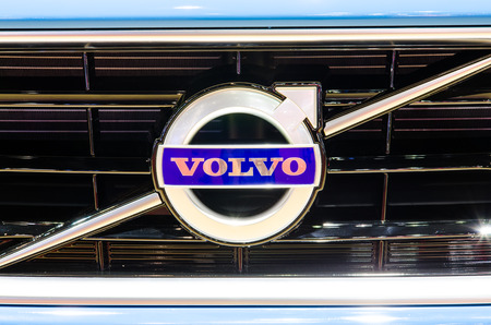 BANGKOK - MARCH 25: Logo of Volvo V40 car on display at The 35th Bangkok International Motor Show on March 25, 2014 in Bangkok, Thailand.のeditorial素材