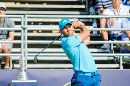 CHONBURI - DECEMBER 13 : Sergio Garcia of spain player in Thailand Golf Championship 2014 (Professional golf tournament on the Asian Tour) at Amata Spring Country Club on December 13, 2014 in Chonburi, Thailand.のeditorial素材
