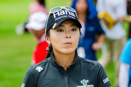 CHONBURI - MARCH 1: Mi Jung Hur of South Korea in Honda LPGA Thailand 2015 at Siam Country Club, Pattaya Old Course on March 1, 2015 in Chonburi, Thailand.のeditorial素材