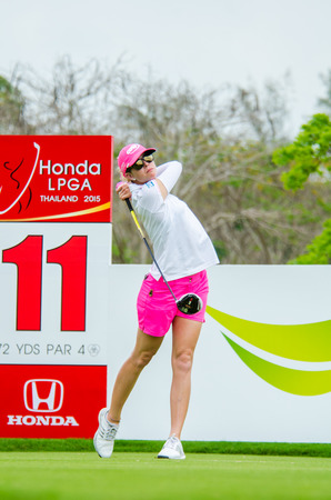 CHONBURI - MARCH 1: Paula Creamer of USA in Honda LPGA Thailand 2015 at Siam Country Club, Pattaya Old Course on March 1, 2015 in Chonburi, Thailand.のeditorial素材