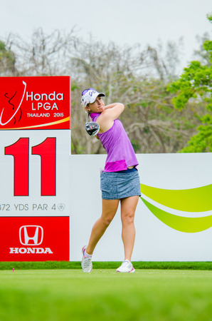 CHONBURI - MARCH 1: Jodi Ewart Shadoff of Eangland in Honda LPGA Thailand 2015 at Siam Country Club, Pattaya Old Course on March 1, 2015 in Chonburi, Thailand.のeditorial素材