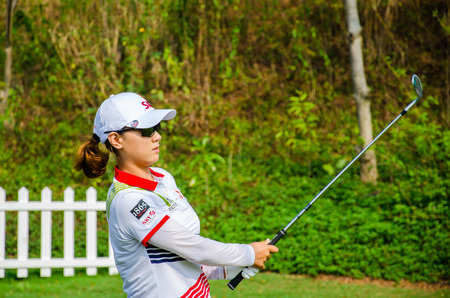 CHONBURI - FEBRUARY 28: Na Yeon Choi of South Korea in Honda LPGA Thailand 2015 at Siam Country Club, Pattaya Old Course on February 28, 2015 in Chonburi, Thailand.のeditorial素材