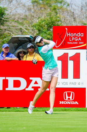 CHONBURI - FEBRUARY 28: Sandra Gal of Germany in Honda LPGA Thailand 2015 at Siam Country Club, Pattaya Old Course on February 28, 2015 in Chonburi, Thailand.のeditorial素材