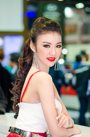 NONTHABURI - MARCH 24: Unidentified model  with MG on display at Thailand 35th Bangkok International Motor Show 2015 on March 24, 2015 in Nonthaburi, Thailand.のeditorial素材