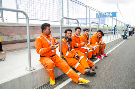 BURIRAM - NOVEMBER 1: Safety team on display 2015 FIA World Touring Car Championship on November 1, 2015 at Chang International Racing Circuit, Buriram Thailand.のeditorial素材