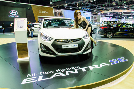 BANGKOK - DECEMBER 1: Hyundai Elantra SE car on display at the 32nd Thailand International Motor Expo 2015 on December 1, 2015 in Nonthaburi, Thailand.のeditorial素材