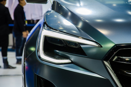 BANGKOK - DECEMBER 1: Headlight of Subaru VIZIV2 Concept car on display at the 32nd Thailand International Motor Expo 2015 on December 1, 2015 in Nonthaburi, Thailand.のeditorial素材