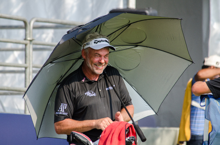 CHONBURI - DECEMBER 13 : Darren Clarke of Northern Ireland player in Thailand Golf Championship 2015 at Amata Spring Country Club on December 13, 2015 in Chonburi, Thailand.のeditorial素材