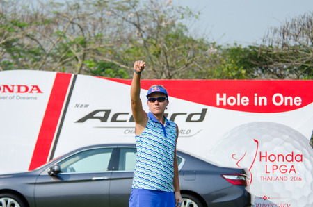 CHONBURI - FEBRUARY 28 : Lexi Thompson of USA champion of Honda LPGA Thailand 2016 at Siam Country Club, Pattaya Old Course on February 28, 2016 in Chonburi, Thailand.のeditorial素材