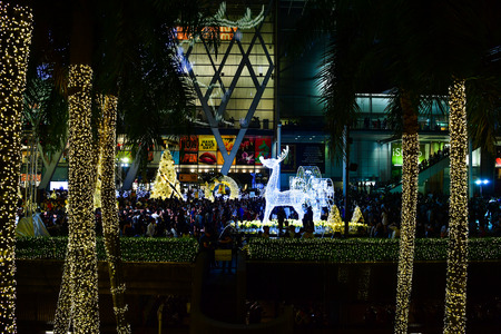 BANGKOK - DECEMBER 24 : Christmas decorated  light for Merry Christmas & Happy New Year 2017 at CentralWorld shopping mall on December 24, 2016 in Bangkok, Thailand.のeditorial素材