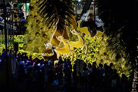 BANGKOK - DECEMBER 24 : Christmas decorated  light for Merry Christmas & Happy New Year 2017 at CentralWorld shopping mall on December 24, 2016 in Bangkok, Thailand.のeditorial素材