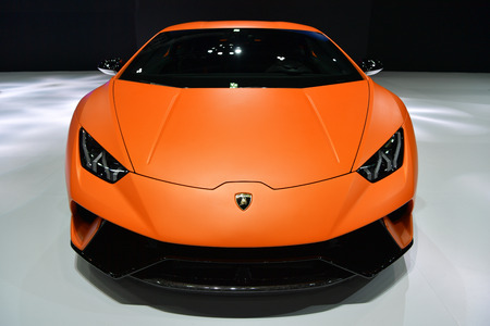 NONTHABURI - MARCH 28: Lamborghini Huracan Performante car on display at The 38th Bangkok International Thailand Motor Show 2017 on March 28, 2017 Nonthaburi, Thailand.のeditorial素材