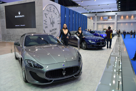 NONTHABURI - MARCH 28: Maserati GranTurismo Sport car on display at The 38th Bangkok International Thailand Motor Show 2017 on March 28, 2017 Nonthaburi, Thailand.のeditorial素材