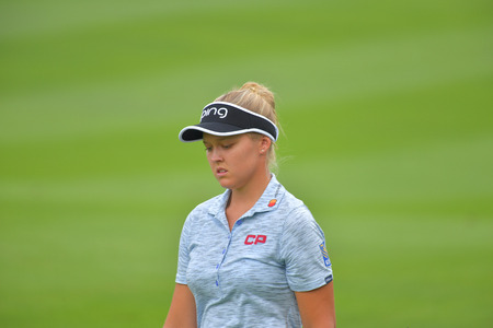 Brooke M. Henderson of Canada in Honda LPGA Thailand 2018 at Siam Country Club, Old Course on February 24, 2018 in Pattaya Chonburi, Thailand.のeditorial素材