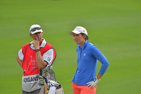 Carlota Ciganda of Spain in Honda LPGA Thailand 2018 at Siam Country Club, Old Course on February 24, 2018 in Pattaya Chonburi, Thailand.のeditorial素材