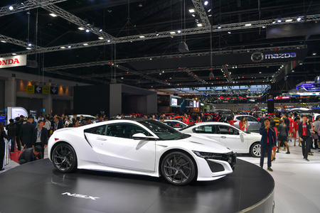 NONTHABURI - NOVEMBER 28: Honda NSX car on display at The 35th Thailand International Motor Expo on November 28, 2018 in Nonthaburi, Thailand.のeditorial素材