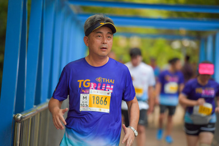 BANGKOK - FEBRUARY 9 : Unidentified mini marathon runner at TG Run Smooth As Silk 2019, charity run...