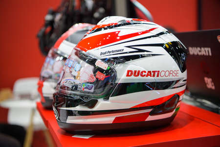 Ducati logo on helmet on display at THE 41st BANGKOK INTERNATIONAL MOTOR SHOW 2020 on July 14, 2020...
