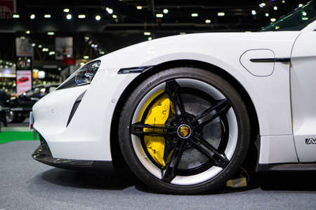 Porsche Taycan Turbo S car on display at THE 41st BANGKOK INTERNATIONAL MOTOR SHOW 2020 on July 14,...