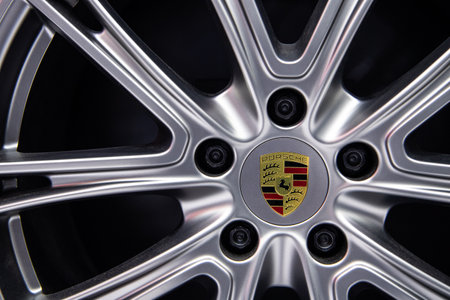 Porsche Alloy wheels on display at The 39th Thailand International Motor Expo 2022 on November 30,...