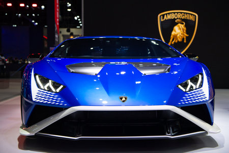 Lamborghini Huracan STO on display at The 39th Thailand International Motor Expo 2022 on November 30, 2022 in Nonthaburi, Thailand.のeditorial素材