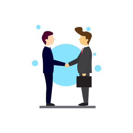 Creative vector character design of two business people shaking hands for web designs, landing pages, banners, illustrators.のイラスト素材