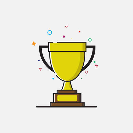 Gold trophy icon in flat style. vector illustrationのイラスト素材